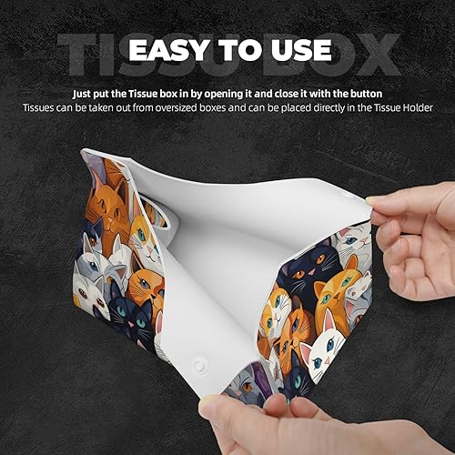 Boîte à mouchoirs en cuir synthétique avec motif chat mignon - Pour salon, bureau, voiture - Nail Gallerys