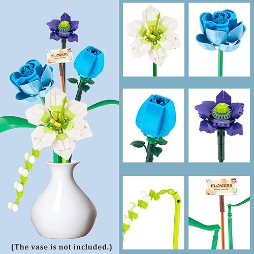 Wirbier Kit Créatif de Fleurs Éternelles en Briques - Bouquet Décoratif DIY pour Adultes, Décoration Élégante pour Salon/Bureau, Cadeau Original (Anniversaire/Fête des Mères/Noël) - Nail Gallerys