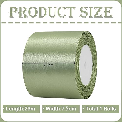 Ruban Satin Vert Sauge Gros 75mm23m Polyester Ruban SatinRuban Cadeau EmballageRuban Noel Ruban Tissu pour CoutureNœudsArtisanatBouquetDécoration de MariageVoituresAnniversaireGâteau - Nail Gallerys