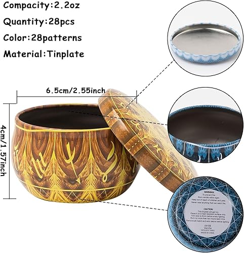 MALLOOM 28 Pièces Boîtes à Bougie avec Couvercle, Pots à Bougie Vides de 2,5oz, Contenants Ronds en Métal pour Fabrication de Bougies DIY, Arts & Crafts, Rangement - Nail Gallerys
