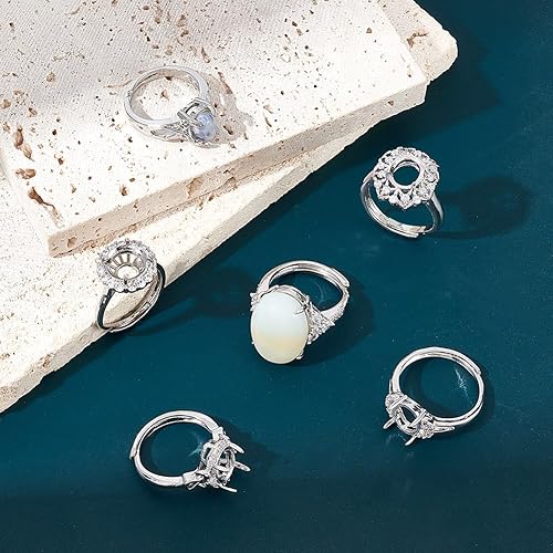 UNICRAFTALE 6 pièce 6 styles Bagues à Griffes Vierges Réglables Bague en Cristal Vierge Strass Griffes Pierres Précieuses Bases de Bagues pour la Fabrication de Bijoux - Nail Gallerys