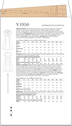 Vogue Patterns Robe doublée pour Femme Badgley Mischka Patron de Couture V1950, Papier, Multicolore, Sizes 6-8-10-12-14 - Nail Gallerys