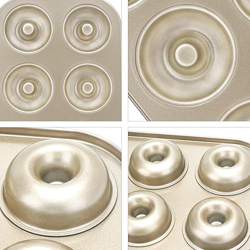 2 pièces Moules à Donuts en Acier Inoxydable, 6 Cavités Anti-Adhérentes Résistantes à la Chaleurqualité Alimentaire Poêles pour Donut Cuisson pour Gâteaux, Biscuits, Bagels, Muffins - Nail Gallerys