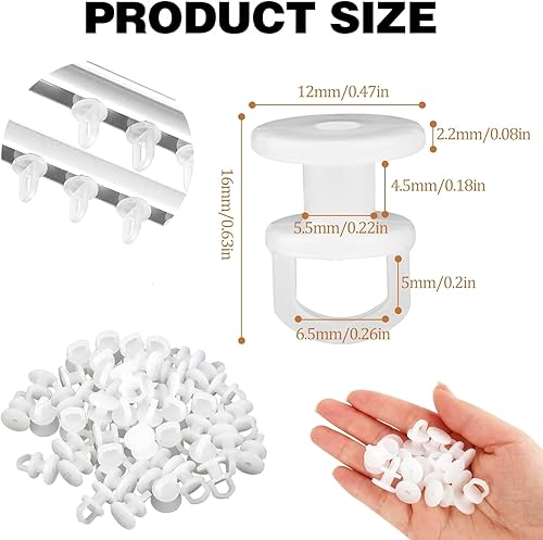 Coulissant Crochet de Rideau Rail Glisseur, Patins à Rideaux, Crochets pour Rideau de Fenêtre, Porte et Douche, Crochet Pergola Rail Rouleaux de Rail de Rideau, 50 Pièces - Nail Gallerys