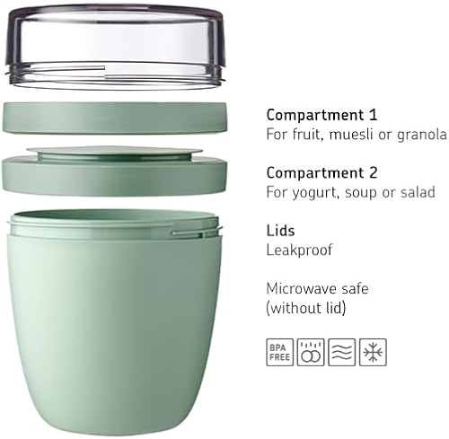 Mepal – Pot à déjeuner Ellipse mini – Blanc – bol à muesli pratique 300 ml, pot à yaourt, boîte à déjeuner – convient au congélateur, au micro-ondes et au lave-vaisselle - Nail Gallerys