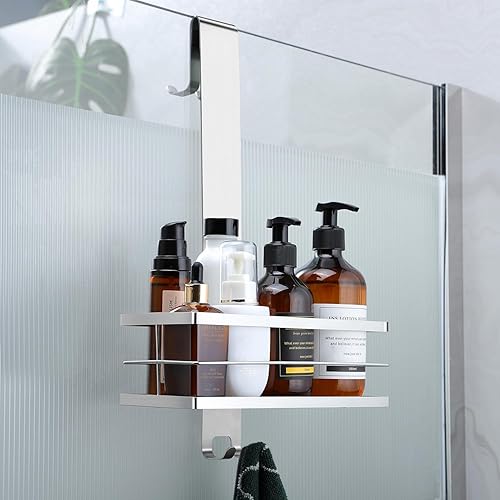 Kegii Étagère de Douche Suspendue, Étagère de Douche Antirouille à Suspendre sur La Porte, Rangement de Douche en Acier Inoxydable SUS304 Sans Perçage, Argent - Nail Gallerys