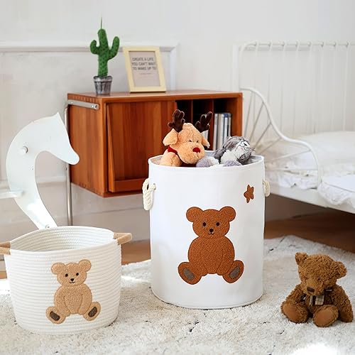 Grand Panier à Linge Panier Haut pour Vêtements Sales, Panier de Rangement pour Jouets, Panier à Linge Bébé 58L, Panier à Linge pour Couvertures, Panier à Linge pour Chambre d'Enfant, Ours - Nail Gallerys
