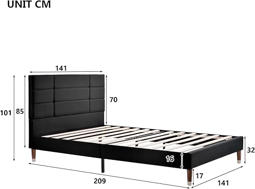 Sweiko Lit rembourré 140x200 cm, lit Double avec sommier à Lattes, Cadre de lit rembourré avec tête de lit en Tissu Velours, pour Adultes et Adolescents (Matelas Non Inclus) (Grey) - Nail Gallerys