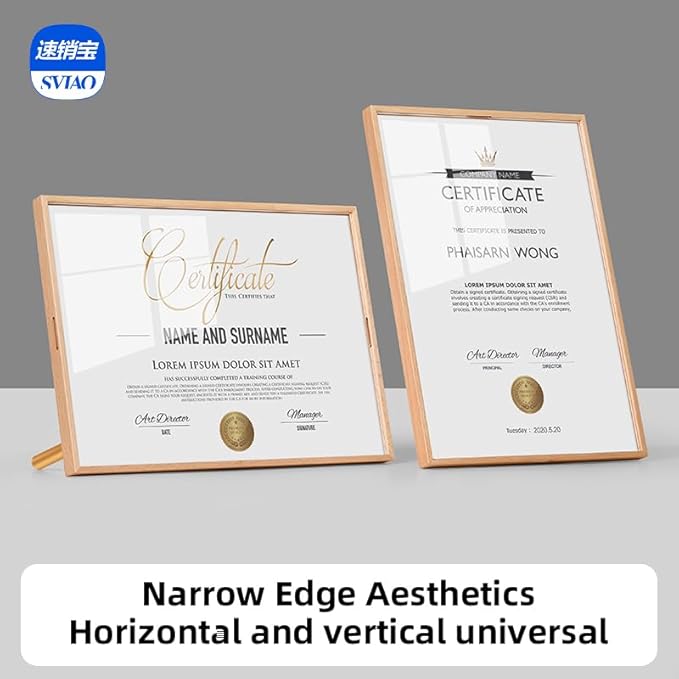 Cadre photo A4 en bois de hêtre - Panneau acrylique - 21 x 29,7 cm - Convient pour un affichage de bureau - Nail Gallerys