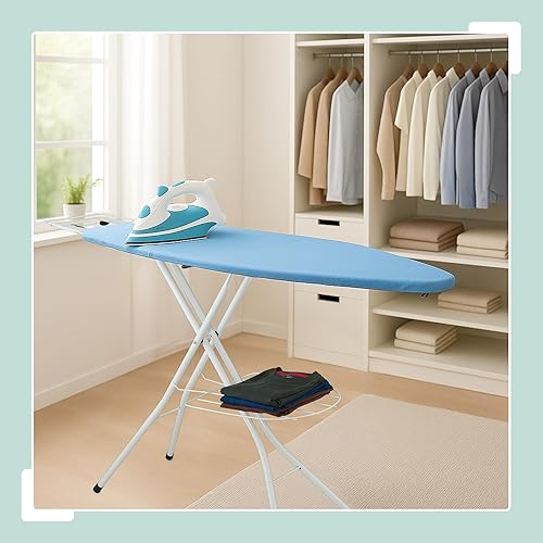 Relaxdays Table à Repasser, Pliable, Planche réglable en Hauteur, Plateau de Repassage L x P : env. 120 x 38 cm, Bleue - Nail Gallerys