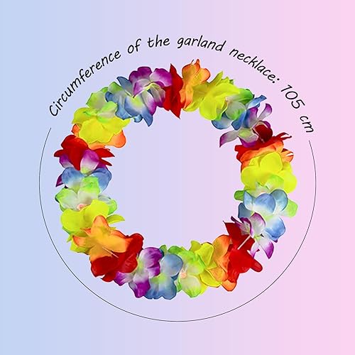 Lot de 4 chaînes de fleurs décoratives hawaïennes avec bracelet, collier, bandeau, guirlande de fleurs pour fête sur la plage hawaïenne, anniversaire, fête, carnaval (bleu) - Nail Gallerys