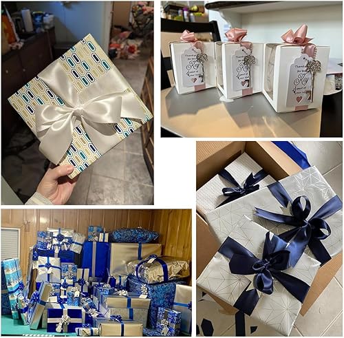 Ruban cadeau vert sauge 50 mm de large - 23 m de long - Ruban de satin blanc - En tissu - Pour couronnes, décoration de mariage, Noël, arcs pour bouquets, anniversaire - Emballage cadeau - Nail Gallerys