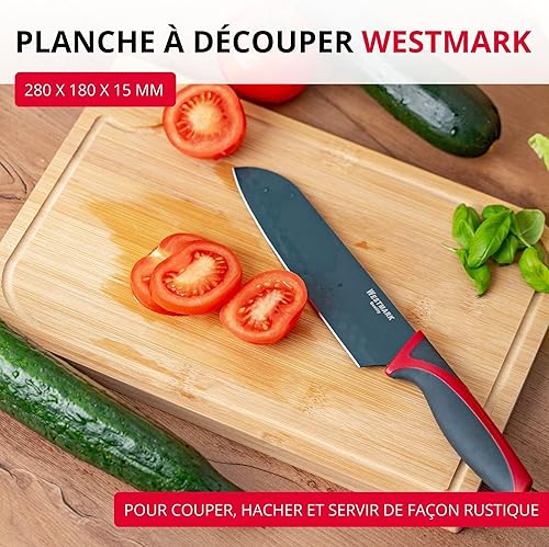 Westmark Planche à découper en bambou - Tapis de découpe de qualité supérieure avec rainure à jus - Planche de cuisine en bois pour couper facilement les aliments - Bambou 28 x 18 cm - Nail Gallerys