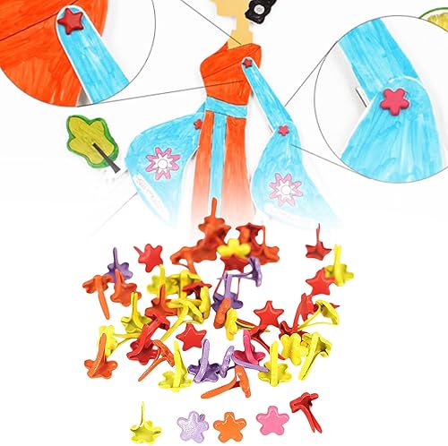 pumpumlia Lot de 100 attaches parisiennes rondes en métal multicolores en forme de cœur pour loisirs créatifs et scrapbooking - Nail Gallerys