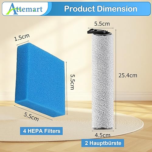 Attemart Brosse Principale à Filtre Kit d'accessoires pour Eureka NEW400, NEW400 Gen2 Pièces Détachées d'aspirateur Eau et Poussière, 2 Brosse Rouleau+4 Filtres en Coton+1 Brosse de Nettoyage,7 pièces - Nail Gallerys