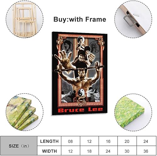 DATOZA Bruce Lee Poster décoratif sur toile classique pour chambre à coucher 40 x 60 cm - Nail Gallerys