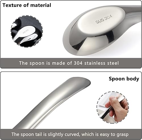 Lot de 6 cuillères à soupe chinoises en acier inoxydable poli miroir pour bouillon, dessert, céréales, thaï, miso ramen - Nail Gallerys