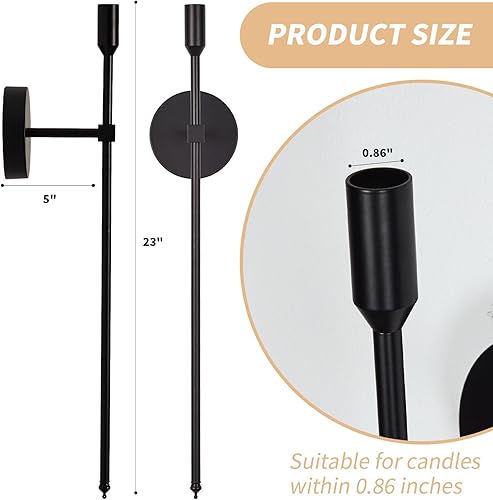 Lot de 2 grandes appliques murales noires pour chambre à coucher, salle à manger, salon, 58,4 cm - Nail Gallerys