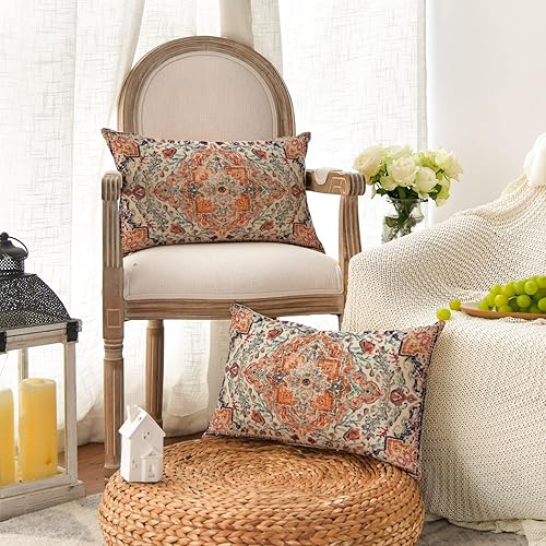 Artoid Mode Lot de 2 housses de coussin bohème, style vintage, orange, 30 x 50 cm, décoration saisonnière pour canapé, salon - Nail Gallerys