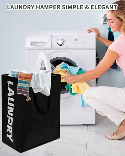 2 Pièces Panier à linge,60L paniers à linge pliables, paniers à linge pour linge,carré panier de rangement en tissu les jouets dans la chambre, la salle de bain,60x35x35cm - Nail Gallerys