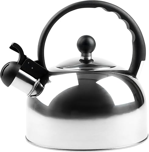 KARL HAUSMANN Bouilloire Inox Argenté - 2L - Bouilloire Sifflante - Bouilloire Induction, Gaz - Poignée Résistante à la Chaleur - Bouilloire Traditionnelle Tous Feux - Retro - Théière Gaz - Bouilloir - Nail Gallerys