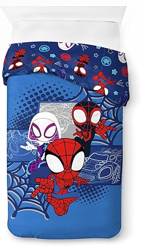 Jay Franco Marvel Spidey et Ses Amis extraordinaires Vroom - Parure de lit Une Personne pour Enfant - Ensemble Housse de Couette et taie d'oreiller 80 x 80 cm - 100% Coton - Nail Gallerys