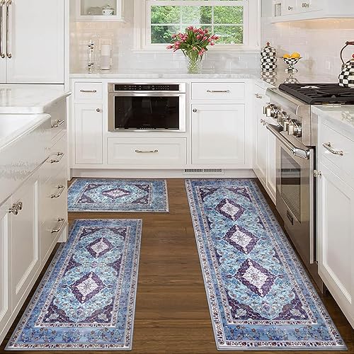 MELAJIA Lot de 3 tapis de cuisine lavables et antidérapants pour couloir, porte d'entrée, gris foncé (50 x 80 cm + 50 x 120 cm + 50 x 150 cm) - Nail Gallerys