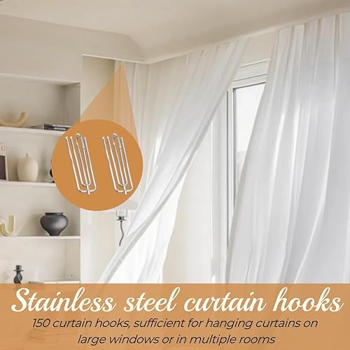 IATAHI Crochets à Rideau Epais,150pcs Crochets à Rideaux en Acier Inoxydable,Crochets Rideaux,Accroche Rideau,Crochets de Rideaux Pince,4 Broches Crochets Griffes de Rideau - Nail Gallerys