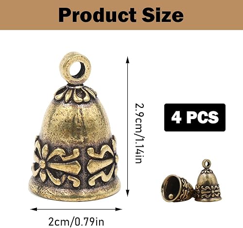 Lot de 4 mini clochettes vintage en laiton à suspendre pour animal domestique - Motif nœud - Nail Gallerys