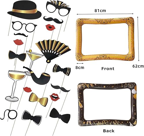 Srvauyea 21 Pièces Accessoires de Boîte Photo, Cadre Photo Gonflable, Accessoires de Photobooth Anniversaire, Hochzeit Photomaton Accessoire, Accessoire de Fête pour Decoration Anniversaire Fêtes - Nail Gallerys