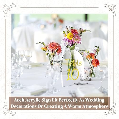 X-Institute Lot de 5 plaques en acrylique transparent avec support pour nom d'invité, numéros de table ronds en acrylique avec support - Nail Gallerys