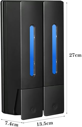 Distributeur de savon mural 400 ml sans perçage - Distributeur de gel douche extrudé - Distributeur de shampooing pour salle de bain, cuisine, toilettes - Noir - Nail Gallerys