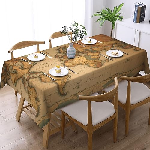 NBRIEU Nappe rectangulaire décorative, lavable, motif carte du monde, pour salle à manger, vacances, fête - Nail Gallerys