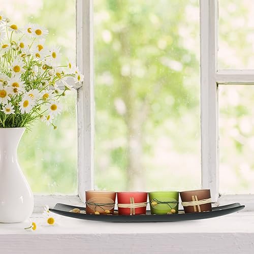 Relaxdays Porte-Bougies lot, Plateau et Pierres, 34 cm, décoration Table Salon, Salle à Manger, bougeoir, Multicolore - Nail Gallerys