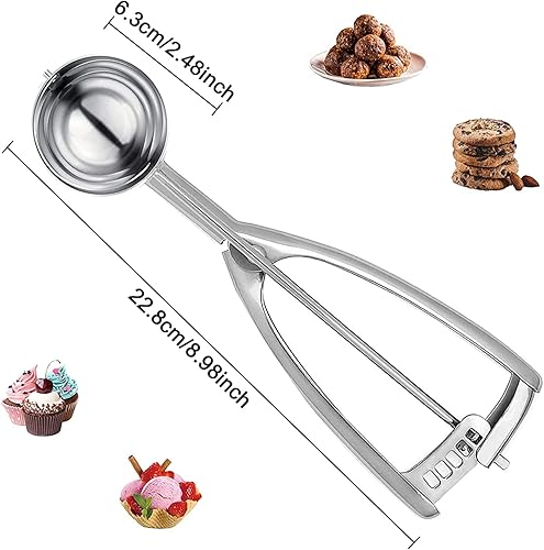 Cuillère à crème glacée en acier inoxydable avec extracteur pour crème glacée, biscuits, pâte à gâteau, melon, purée de pommes de terre - Nail Gallerys