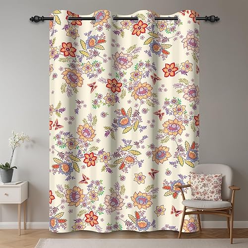 ggaimwf 117x183cm Rideau à œillets fleuri Rose Fleuri Esthétique Botanique Fermière Style champêtre Rideaux isolants Thermiques Oeillets Occultants Rideaux pour Chambre de fille Salon,1 panneau simple - Nail Gallerys