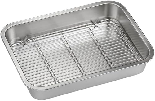 Plaque de cuisson en acier inoxydable avec grille de refroidissement autonome pour toutes les tâches de cuisson (31 x 24 x 5 cm) - Nail Gallerys