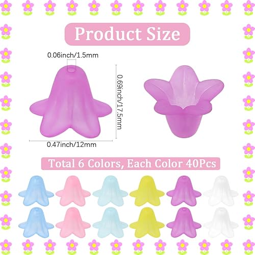 SUNNYCLUE 240 pièce de 6 couleurs de Perles de Lys en Acrylique Transparentes en Forme de Fleur de Muguet Mini Entretoises à Extrémité Libre pour la Fabrication de Bijoux Bracelets Colliers Accessoire - Nail Gallerys