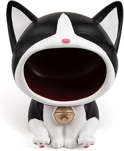 APEBAZY Bol à clés pour table d'entrée Statue de chat chanceux Plat à bonbons pour bureau Art décoratif maison (jaune) - Nail Gallerys