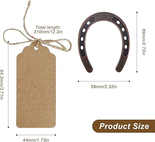 FINELYCR Fer à Cheval Porte-Bonheur, 5 Pièces Décorations en Fer à Cheval Porte Bonheur, Fer à Cheval Porte Bonheur, avec Ficelle et Papier Kraft, pour Dragées de Mariage - Nail Gallerys