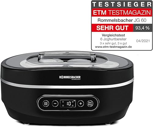 Rommelsbacher JG 60 Joya Yaourtière, Plastique Céramique Verre, Noir - Nail Gallerys