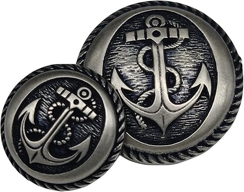 25 boutons plaqués or et argent avec Ancre Gravée - Boutons de Marine - 2 tailles 15 et 23 mm - Fabriqués et expédiés d'Espagne. (Argent, 15 mm) - Nail Gallerys