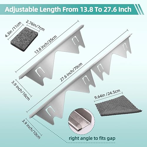 Windspeed – Lot de 2 couvre-joints en acier inoxydable argenté pour espace entre cuisinière et comptoir de cuisine de 35,1 cm à 70,1 cm - Nail Gallerys