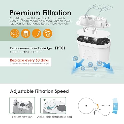 FRIZZLIFE T900 Système de filtration d'eau de comptoir, distributeur d'eau chaude instantanée, 4 températures, grande capacité, Verrou de sécurité haute température, Norme UL testée, 1 filtre inclus - Nail Gallerys