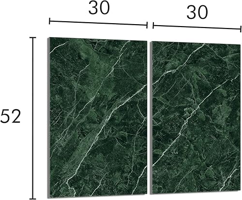 DarHaus Couvercle pour plaque de cuisson universelle en céramique, à induction, Planche à découper en verre 40 x 30 cm, protection anti-éclaboussures, plaque en verre, cuisine, Marbre Vert - Nail Gallerys