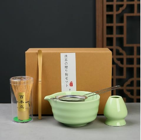 5 Pièces Matcha Kit, Ensemble à Matcha, Kit à Matcha, Avec Cuillere Matcha, Bol Matcha Bec Verseur, Fouet a Matcha, Support de Fouet à Matcha, Tamis à Matcha, pour La Cérémonie Du Thé Matcha - Nail Gallerys