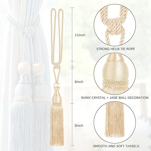 Pretty Jolly Lot de 2 embrasses de rideaux en maille tressée de style vintage européen fait à la main pour la maison et le bureau (café foncé) - Nail Gallerys