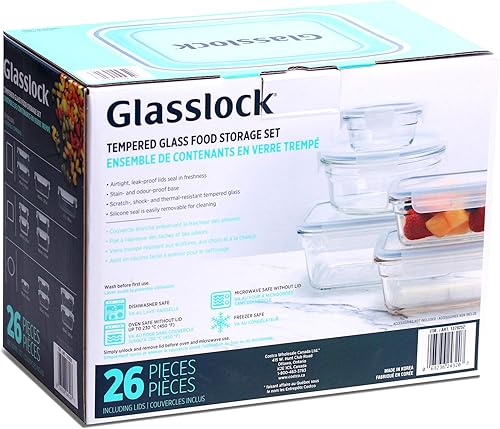 Glasslock Lot de 26 boîtes de conservation en verre trempé pour four et micro-ondes - Nail Gallerys