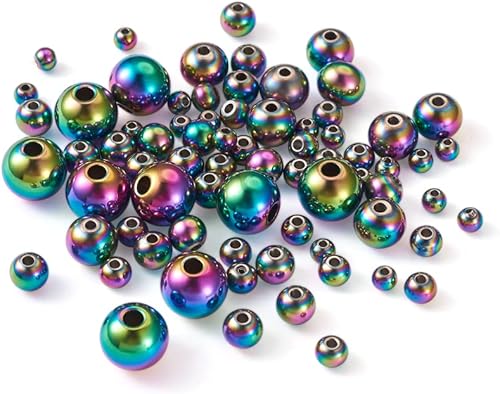 Cheriswely Lot de 80 perles rondes en acier inoxydable 304 de couleur arc-en-ciel pour la fabrication de bracelets, colliers et bijoux - Nail Gallerys