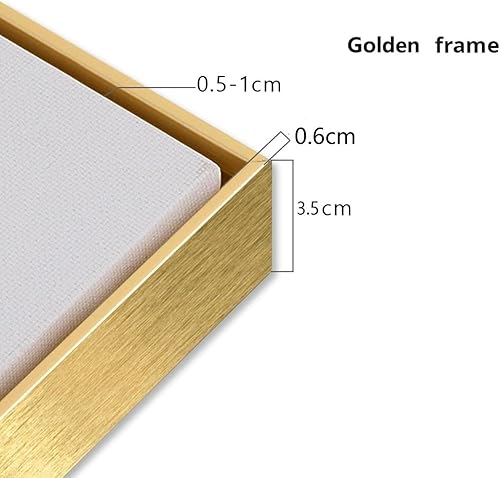 JACBON Toiles décoratives abstraites dorées et bleu foncé, 60 x 80 cm, avec cadre doré. - Nail Gallerys